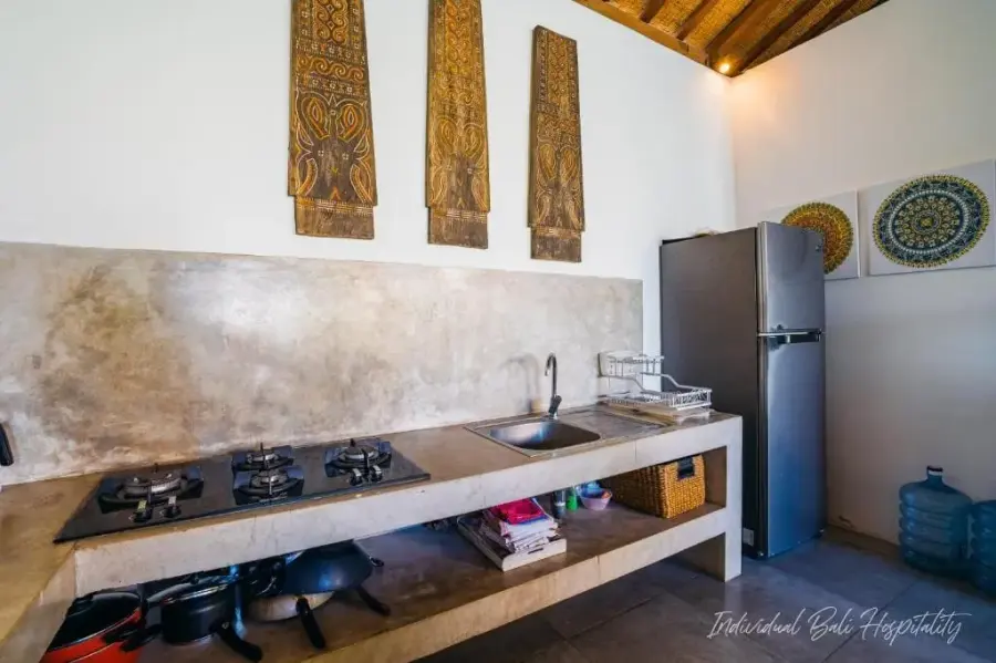 The kitchen — long counter, everything where it should be